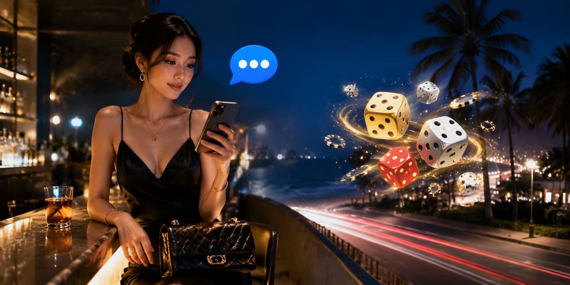 Người dùng Mũi Né thư giãn tại bãi biển và sử dụng dịch vụ tài chính trực tuyến